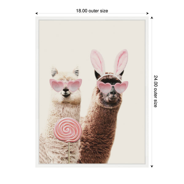 Kate & Laurel Sylvie Llamas On Vacation Framed Canvas By July Art Prints