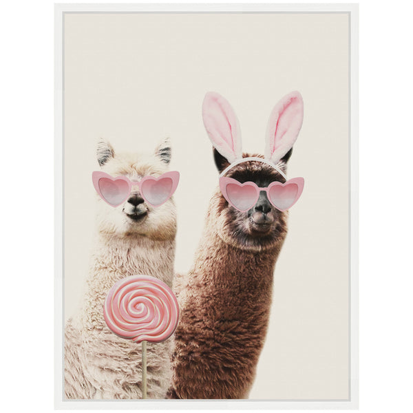 Kate & Laurel Sylvie Llamas On Vacation Framed Canvas By July Art Prints