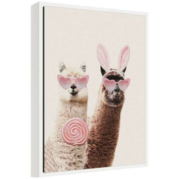 kate & laurel Sylvie Llamas On Vacation Framed Canvas by July Art Prints