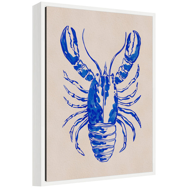 kate & laurel Sylvie Lobster Framed Canvas by Nikita Jariwala