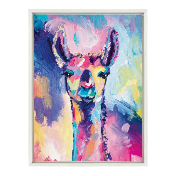 Kate & Laurel Sylvie Lolly The Llama Framed Canvas By Rachel Christopoulos