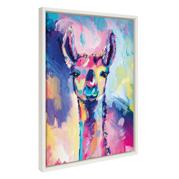 Kate & Laurel Sylvie Lolly The Llama Framed Canvas By Rachel Christopoulos