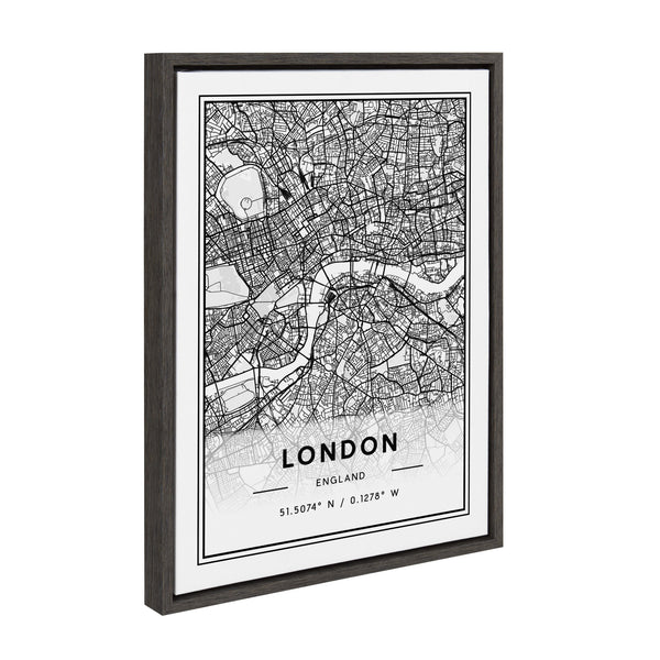 Kate & Laurel Sylvie London Modern Map Framed Canvas By Jake Goossen