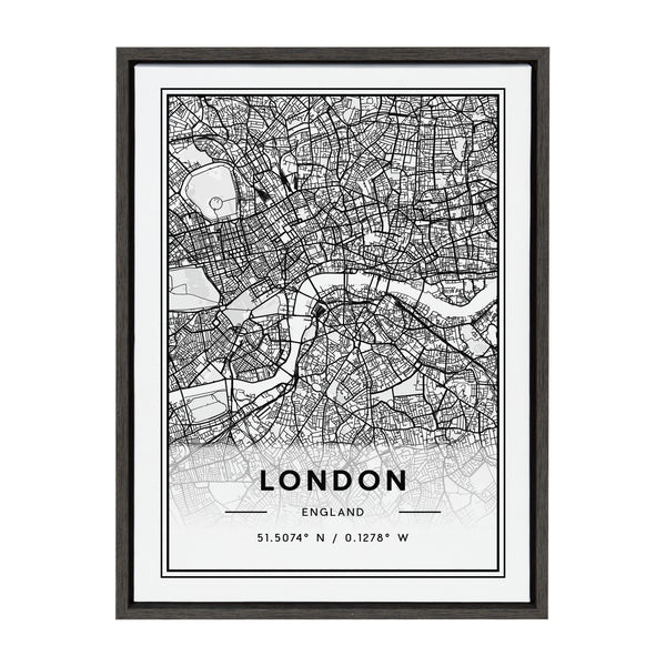 kate & laurel Sylvie London Modern Map Framed Canvas by Jake Goossen