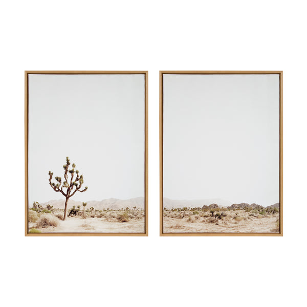 kate & laurel Sylvie Lone Joshua Tree Left and Right Framed Canvas Art Set by Amy Peterson Art Studio