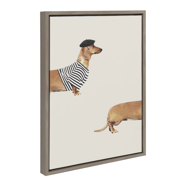 Kate & Laurel Sylvie Long Dog Framed Canvas By July Art Prints