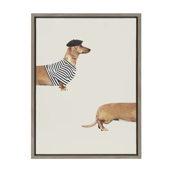 Kate & Laurel Sylvie Long Dog Framed Canvas By July Art Prints