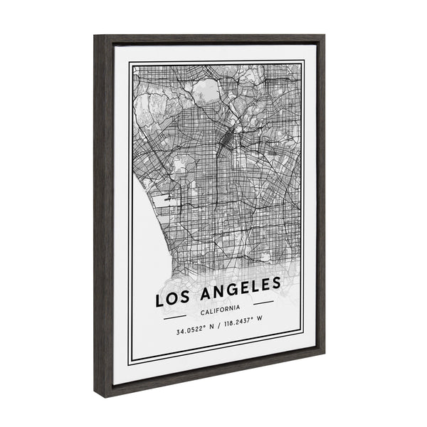 Kate & Laurel Sylvie Los Angeles Modern Map Framed Canvas By Jake Goossen