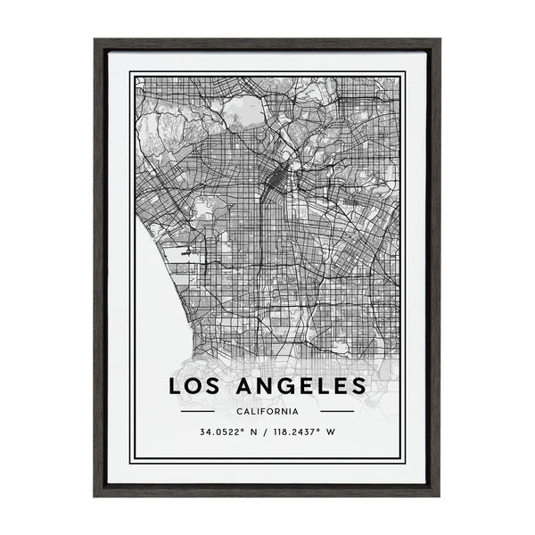 kate & laurel Sylvie Los Angeles Modern Map Framed Canvas by Jake Goossen