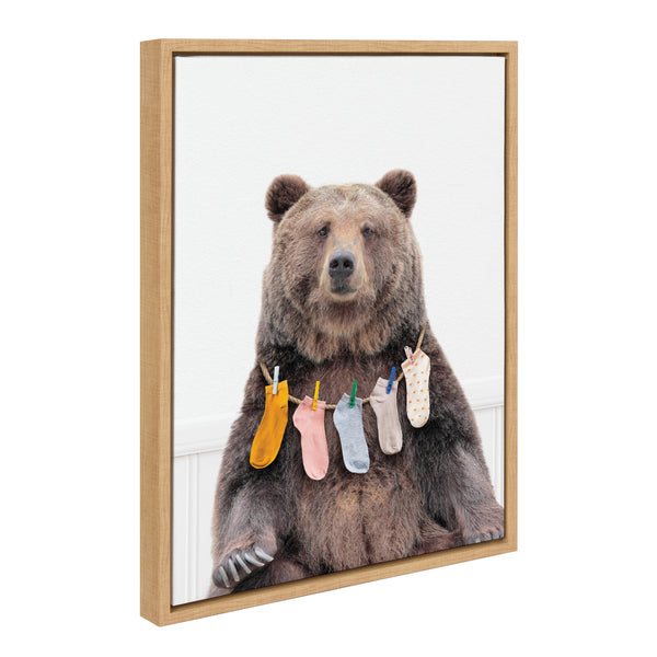 kate & laurel Sylvie Lost Socks Bear Framed Canvas by Amy Peterson Art Studio