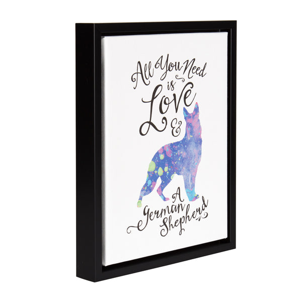 Kate & Laurel Sylvie Love And A German Shepherd Framed Canvas Black 11x14