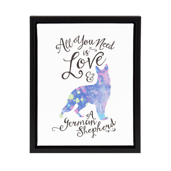 kate & laurel Sylvie Love and a German Shepherd Framed Canvas Black 11x14