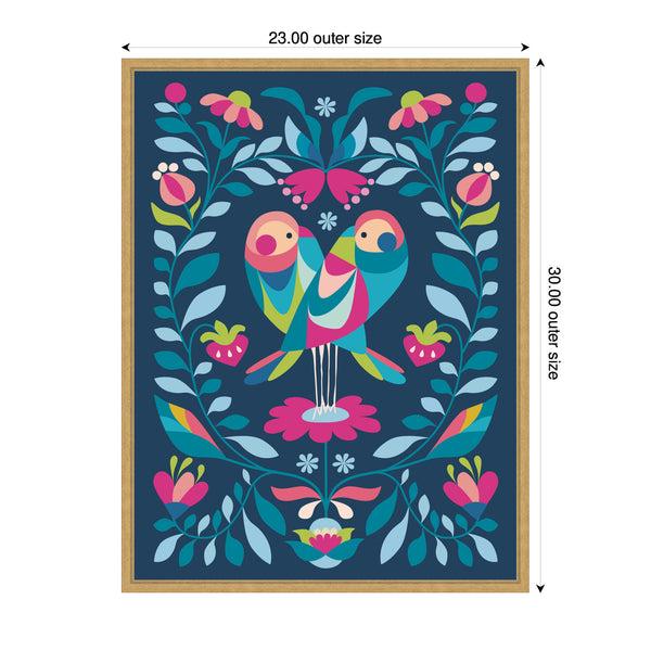 Kate & Laurel Sylvie Love Birds Framed Canvas By Rachel Lee