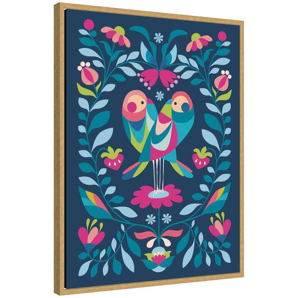 kate & laurel Sylvie Love Birds Framed Canvas by Rachel Lee