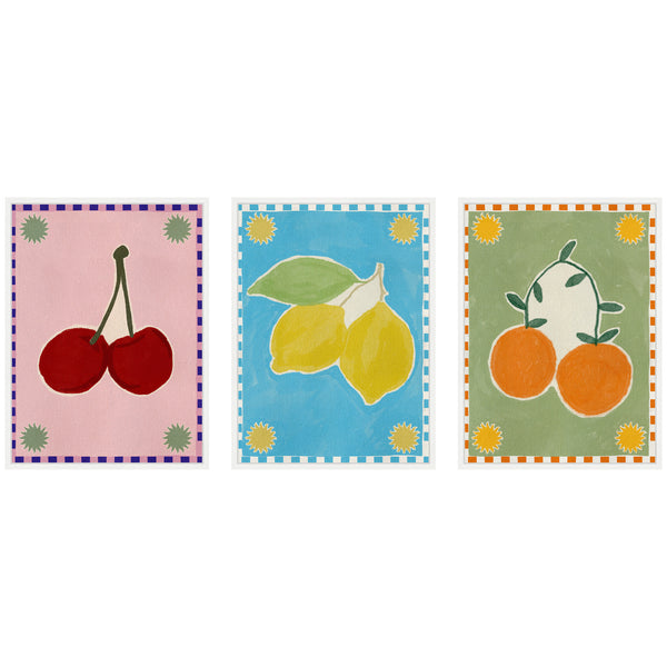 Kate & Laurel Sylvie Lush Duo 1 Cherry Lemon And Orange Framed Canvas Art Set By Shatha Al Dafai