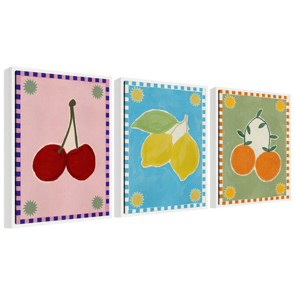 kate & laurel Sylvie Lush Duo 1 Cherry Lemon and Orange Framed Canvas Art Set by Shatha Al Dafai