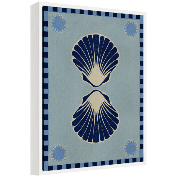 kate & laurel Sylvie Lush Duo 3 Seashells Framed Canvas by Shatha Al Dafai