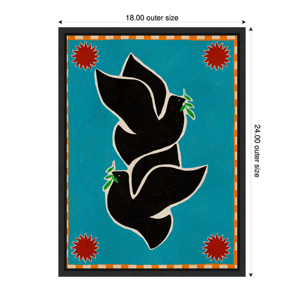 Kate & Laurel Sylvie Lush Duo 4 Birds Framed Canvas By Shatha Al Dafai