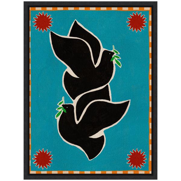 Kate & Laurel Sylvie Lush Duo 4 Birds Framed Canvas By Shatha Al Dafai