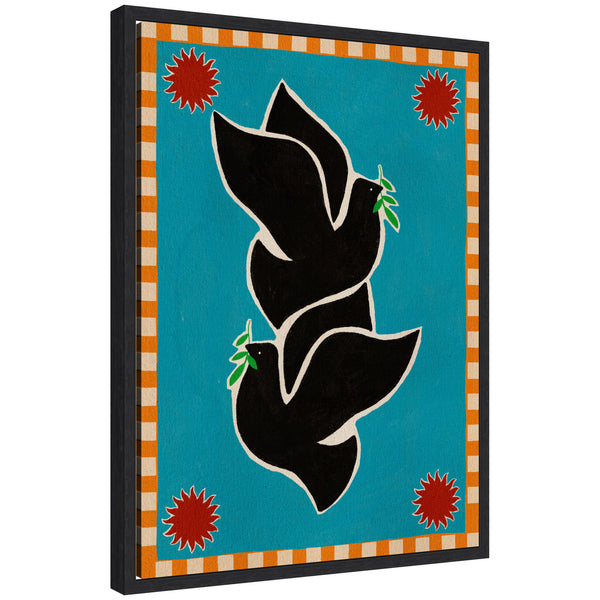 kate & laurel Sylvie Lush Duo 4 Birds Framed Canvas by Shatha Al Dafai