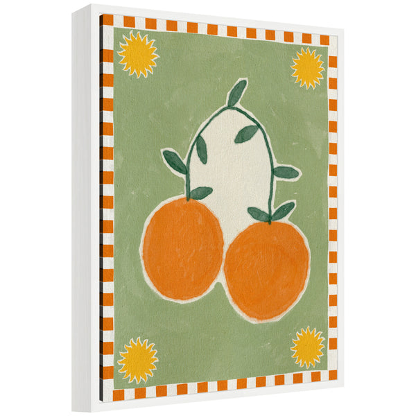 kate & laurel Sylvie Lush Duo 5 Orange Framed Canvas by Shatha Al Dafai