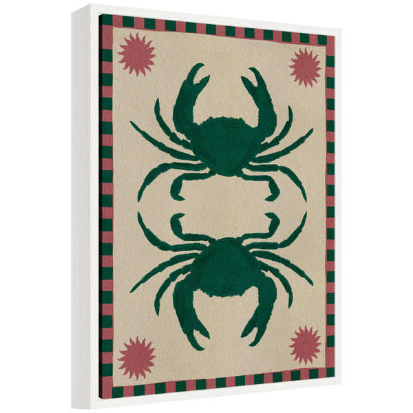 kate & laurel Sylvie Lush Duo 6 Crabs Framed Canvas by Shatha Al Dafai