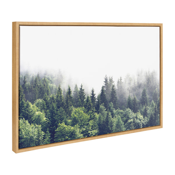 Kate & Laurel Sylvie Lush Green Forest On A Foggy Day And Vintage Botanical 3 And 4 Black And White Framed Canvas Art Set By Various Artists