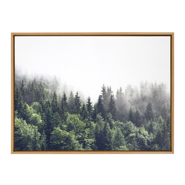 Kate & Laurel Sylvie Lush Green Forest On A Foggy Day Framed Canvas By The Creative Bunch Studio