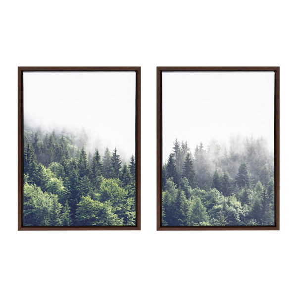 Kate & Laurel Sylvie Lush Green Forest On A Foggy Day Framed Canvas Set By The Creative Bunch Studio