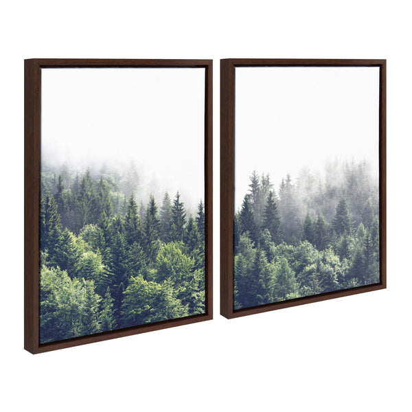 Kate & Laurel Sylvie Lush Green Forest On A Foggy Day Framed Canvas Set By The Creative Bunch Studio
