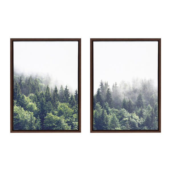 kate & laurel Sylvie Lush Green Forest on a Foggy Day Framed Canvas Set by The Creative Bunch Studio