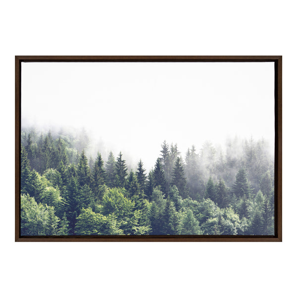 kate & laurel Sylvie Lush Green Forest On A Foggy Day Framed Canvas by The Creative Bunch Studio