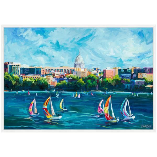 Kate & Laurel Sylvie Madison Skyline Framed Canvas By Rachel Christopoulos