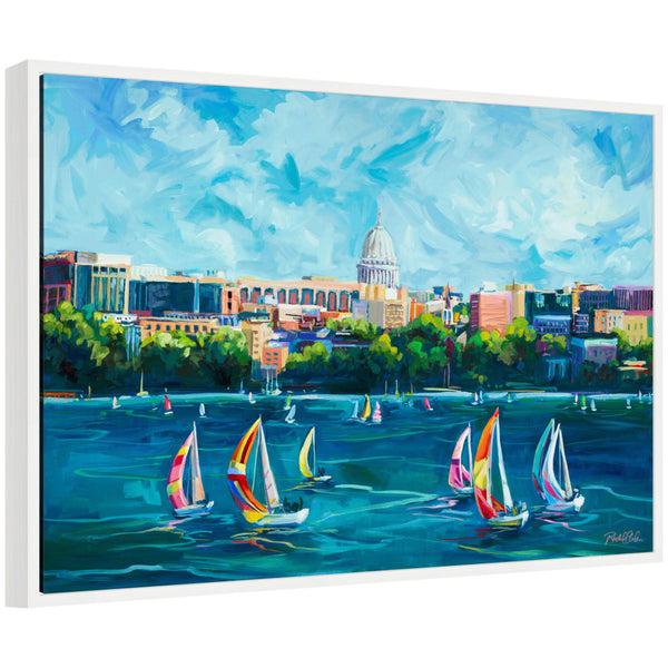 kate & laurel Sylvie Madison Skyline Framed Canvas by Rachel Christopoulos
