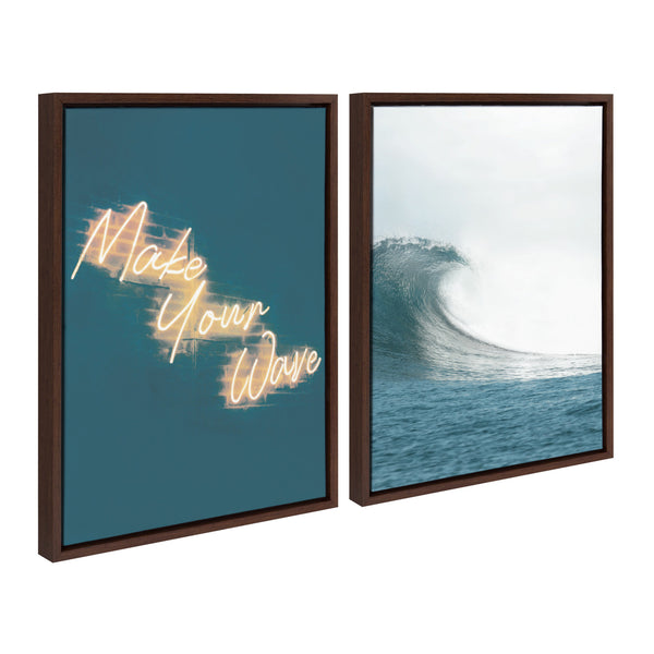 Kate & Laurel Sylvie Make Your Wave Framed Canvas Set By The Creative Bunch Studio