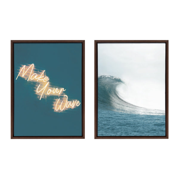 kate & laurel Sylvie Make Your Wave Framed Canvas Set by The Creative Bunch Studio