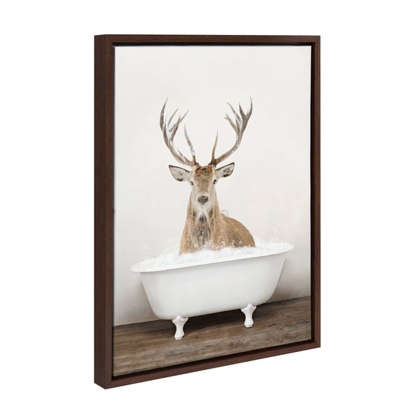 Kate & Laurel Sylvie Male Deer In Rustic Bath Framed Canvas By Amy Peterson Art Studio