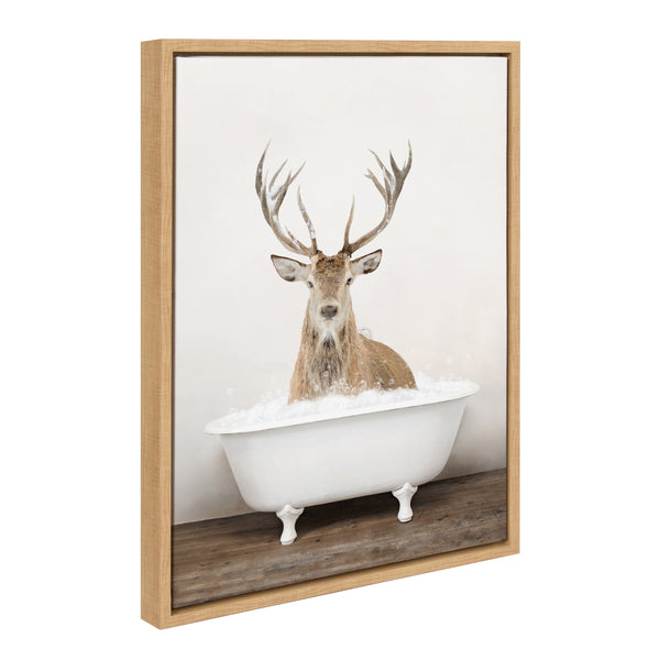 kate & laurel Sylvie Male Deer in Rustic Bath Framed Canvas by Amy Peterson Art Studio