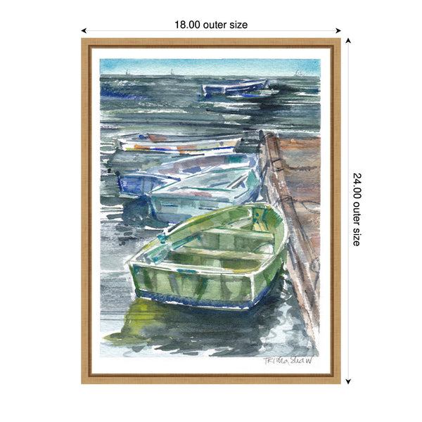 Kate & Laurel Sylvie Mary Ann Welch Boats Framed Canvas By Patricia Shaw