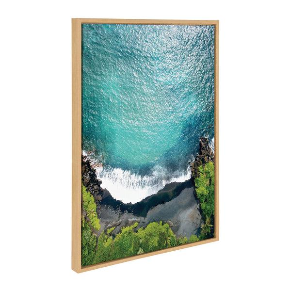Kate & Laurel Sylvie Maui Black Sand Beach 1 Framed Canvas By Rachel Bolgov