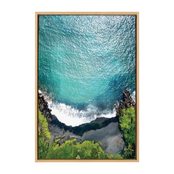Kate & Laurel Sylvie Maui Black Sand Beach 1 Framed Canvas By Rachel Bolgov