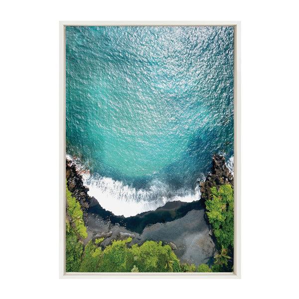 kate & laurel Sylvie Maui Black Sand Beach 1 Framed Canvas by Rachel Bolgov