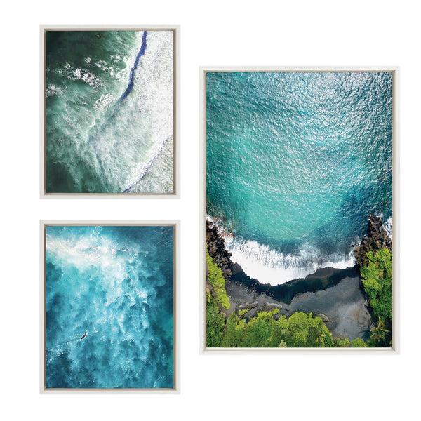 Kate & Laurel Sylvie Maui Black Sands Beach Framed Canvas Set By Rachel Bolgov