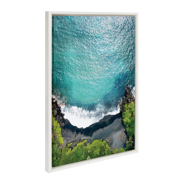 Kate & Laurel Sylvie Maui Black Sands Beach Framed Canvas Set By Rachel Bolgov