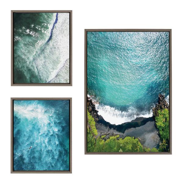 kate & laurel Sylvie Maui Black Sands Beach Framed Canvas Set by Rachel Bolgov