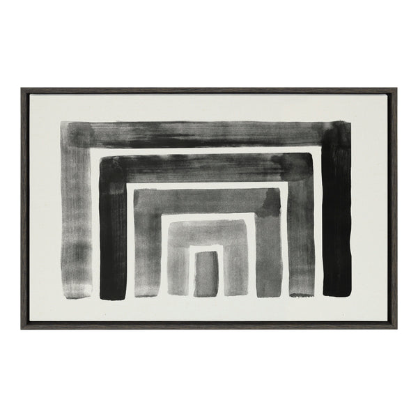 Kate & Laurel Sylvie MCM Abstract Rainbow Black Framed Canvas By The Creative Bunch Studio