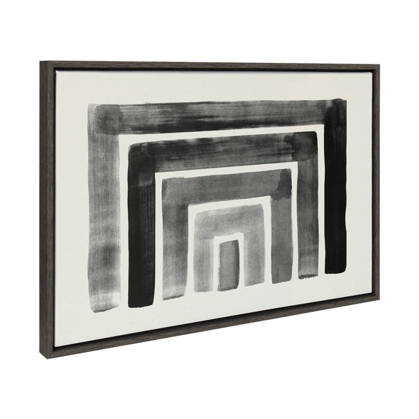 Kate & Laurel Sylvie MCM Abstract Rainbow Black Framed Canvas By The Creative Bunch Studio