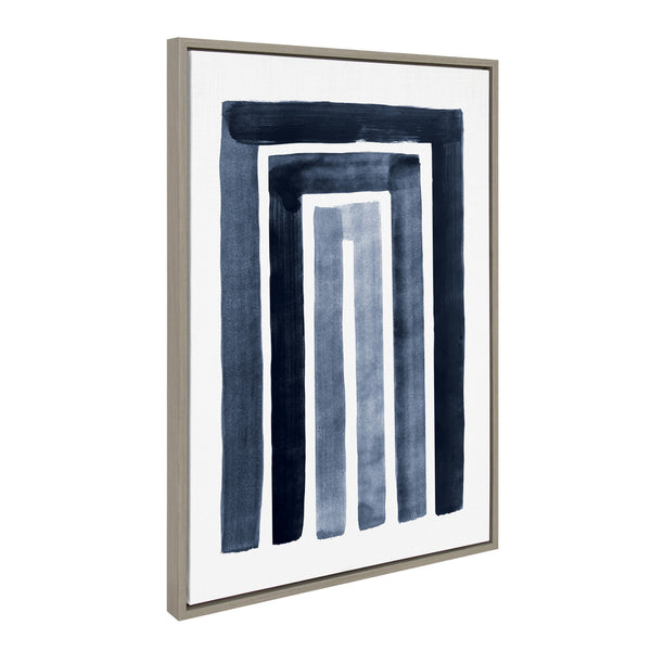 Kate & Laurel Sylvie MCM Abstract Rainbow Indigo Framed Canvas By The Creative Bunch Studio