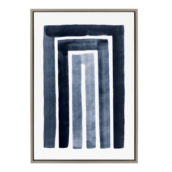 kate & laurel Sylvie MCM Abstract Rainbow Indigo Framed Canvas by The Creative Bunch Studio