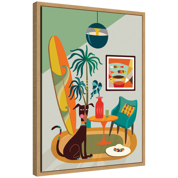 Kate & Laurel Sylvie MCM Dog Beach Home Framed Canvas By Rachel Lee